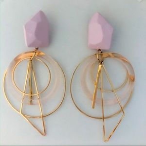 statement gold and pink earrings